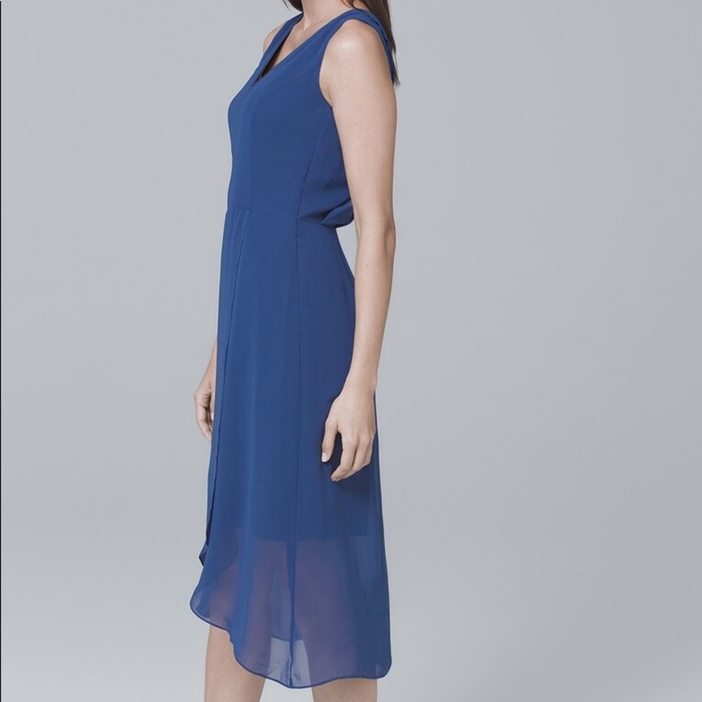 White House black market 00 blue chiffon dress NWT